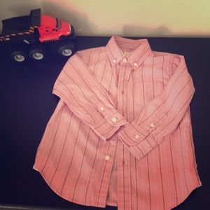 J Crew red pinstriped button down shirt